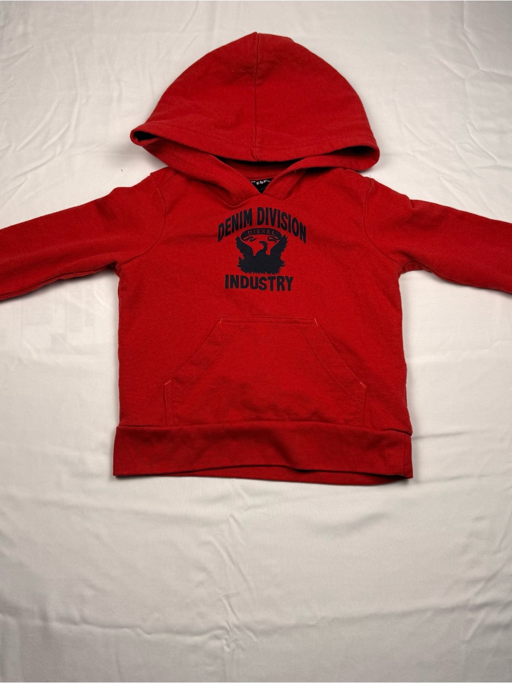 ✨3 for $15 Diesel Red Hoodie with Navy Graphic - Kids